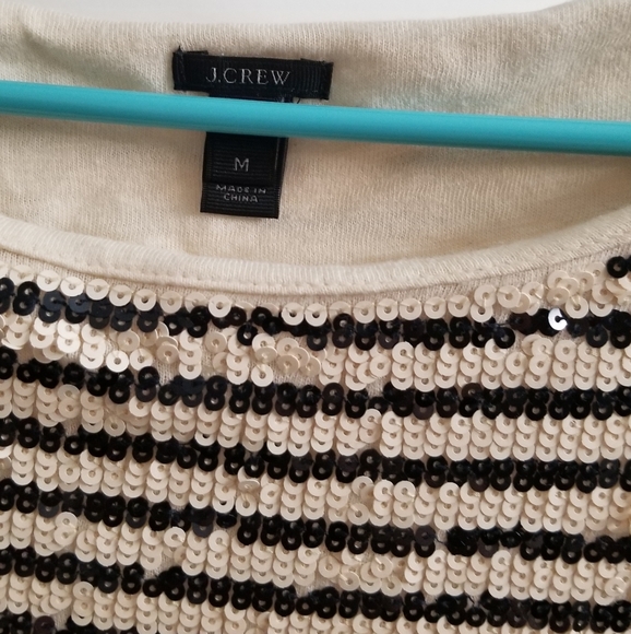 J crew black and white striped sequin top - Picture 2 of 6